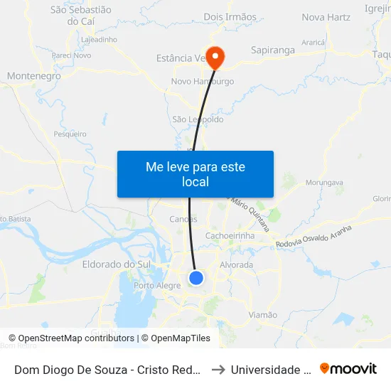 Dom Diogo De Souza - Cristo Redentor Porto Alegre - Rs 91010-004 Brasil to Universidade Feevale Campus II map