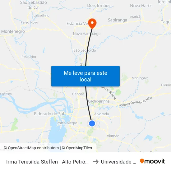 Irma Teresilda Steffen - Alto Petrópolis Porto Alegre - Rs 91240-470 Brasil to Universidade Feevale Campus II map