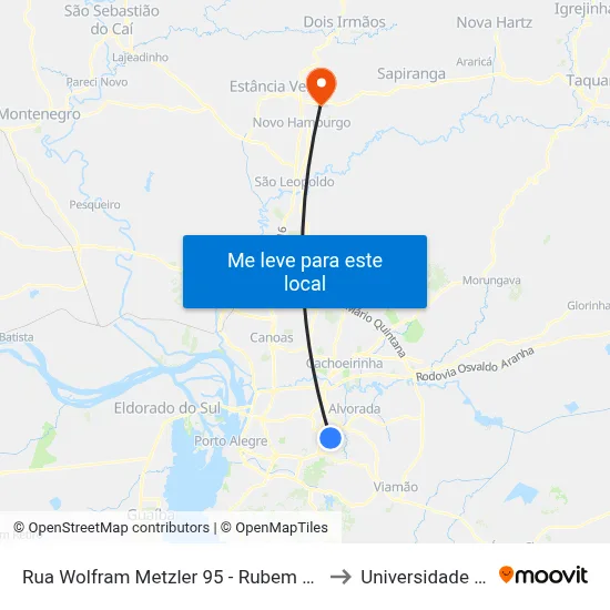 Rua Wolfram Metzler 95 - Rubem Berta Porto Alegre - Rs 91250-320 Brasil to Universidade Feevale Campus II map