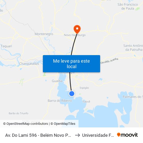 Av. Do Lami 596 - Belém Novo Porto Alegre - Rs 91780-118 Brasil to Universidade Feevale Campus II map