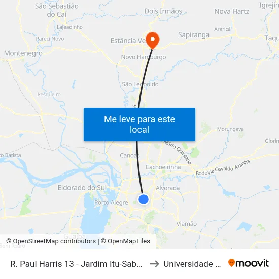 R. Paul Harris 13 - Jardim Itu-Sabará Porto Alegre - Rs 91380-200 Brasil to Universidade Feevale Campus II map