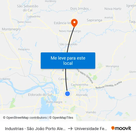 Industrias - São João Porto Alegre - Rs 90200-290 Brasil to Universidade Feevale Campus II map