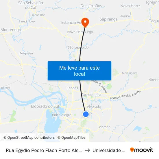 Rua Egydio Pedro Flach Porto Alegre - Rio Grande Do Sul 91240 Brasil to Universidade Feevale Campus II map