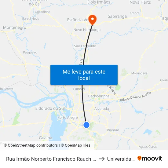 Rua Irmão Norberto Francisco Rauch Jardim Do Carvalho Porto Alegre - Rio Grande Do Sul 91430 Brasil to Universidade Feevale Campus II map