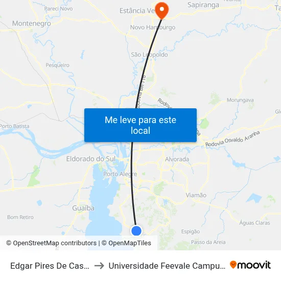 Edgar Pires De Castro to Universidade Feevale Campus II map