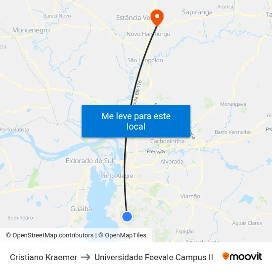 Cristiano Kraemer to Universidade Feevale Campus II map