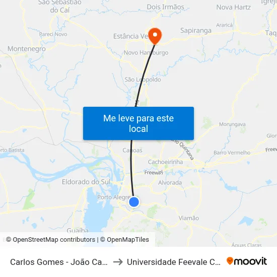 Carlos Gomes - João Caetano Sn to Universidade Feevale Campus II map