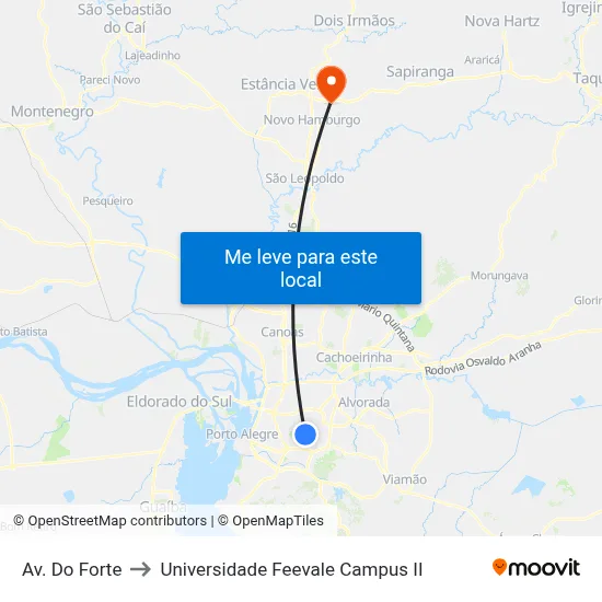 Av. Do Forte to Universidade Feevale Campus II map