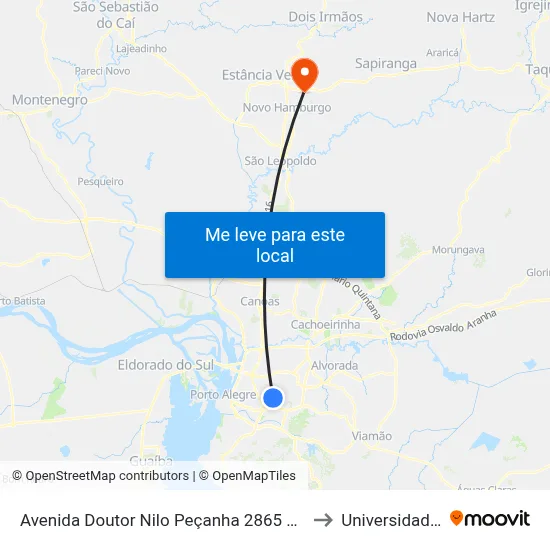 Avenida Doutor Nilo Peçanha 2865 Chácara Das Pedras Porto Alegre - Rs 91330-001 Brasil to Universidade Feevale Campus II map