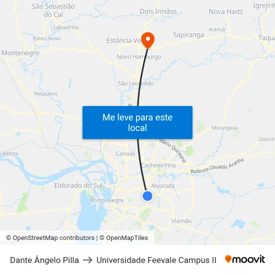 Dante Ângelo Pilla to Universidade Feevale Campus II map