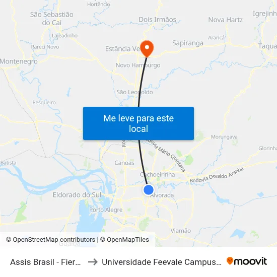 Assis Brasil - Fiergs to Universidade Feevale Campus II map