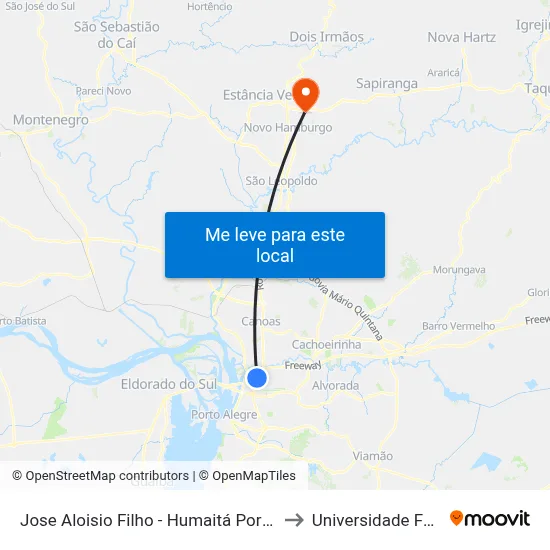 Jose Aloisio Filho - Humaitá Porto Alegre - Rs 90250-030 Brasil to Universidade Feevale Campus II map