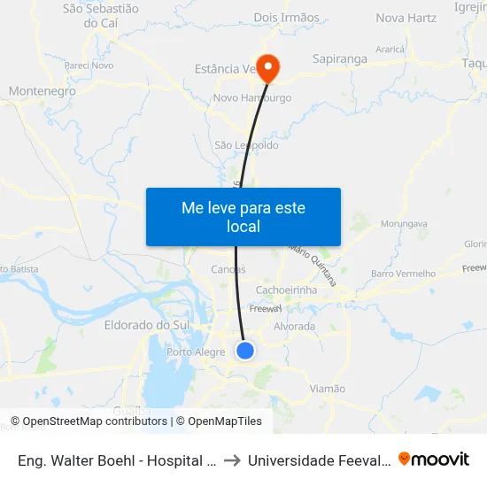 Eng. Walter Boehl - Hospital Banco De Olhos to Universidade Feevale Campus II map