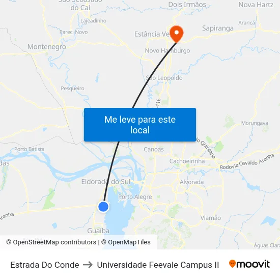 Estrada Do Conde to Universidade Feevale Campus II map