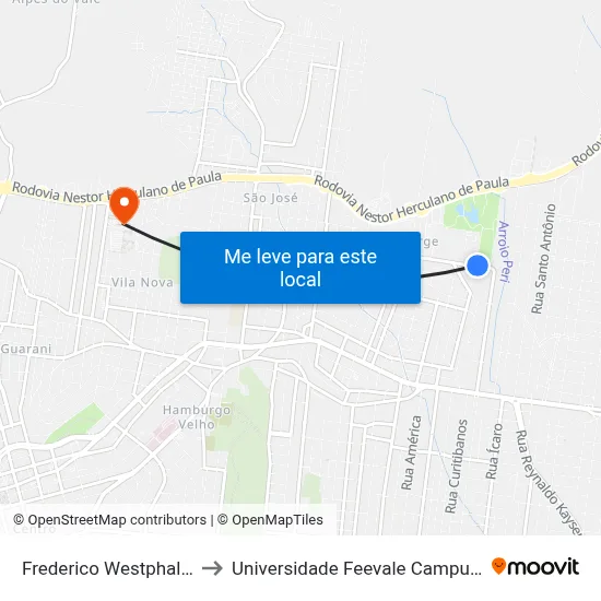 Frederico Westphalen to Universidade Feevale Campus II map