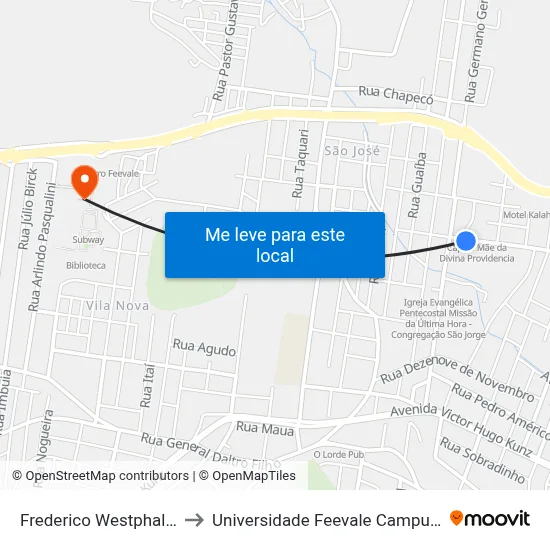 Frederico Westphalen to Universidade Feevale Campus II map