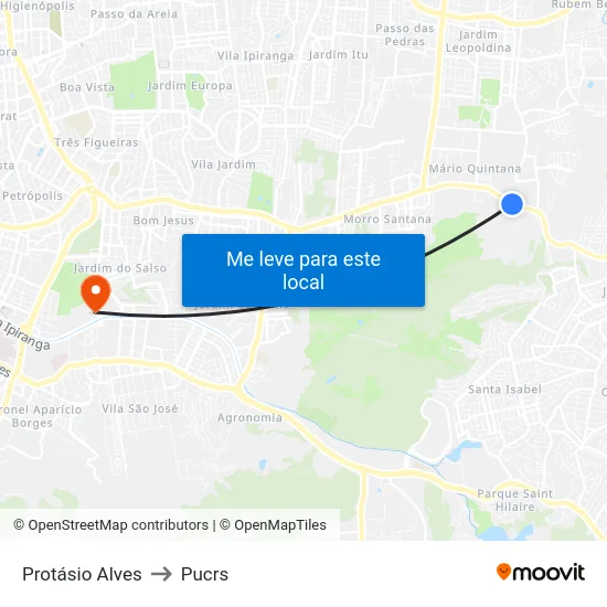Protásio Alves to Pucrs map