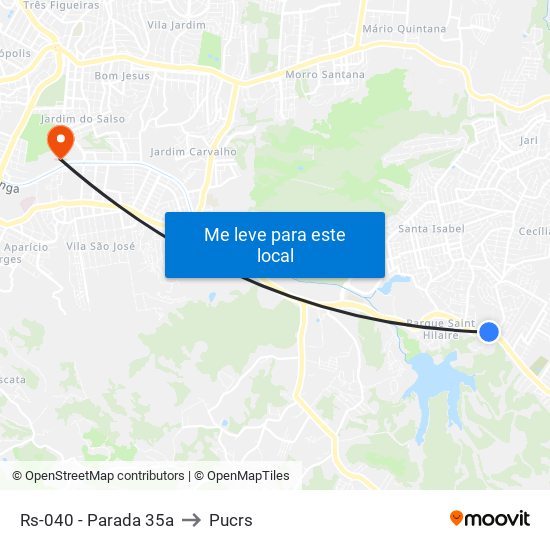 Rs-040 - Parada 35a to Pucrs map