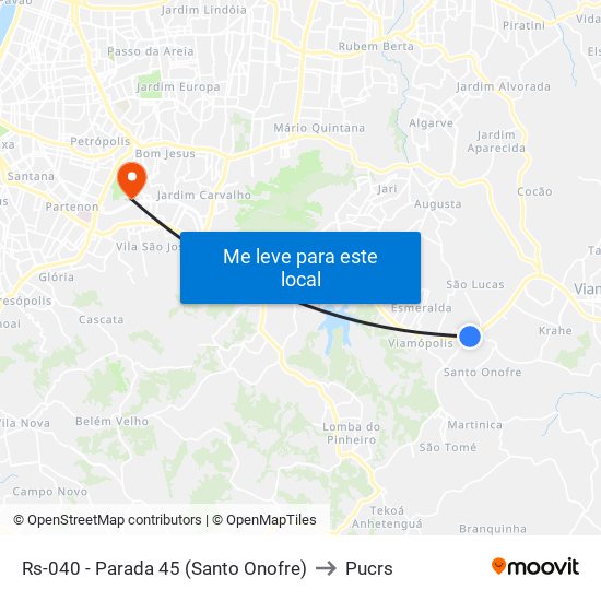 Rs-040 - Parada 45 (Santo Onofre) to Pucrs map