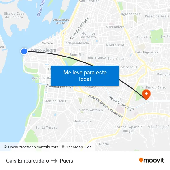 Cais Embarcadero to Pucrs map