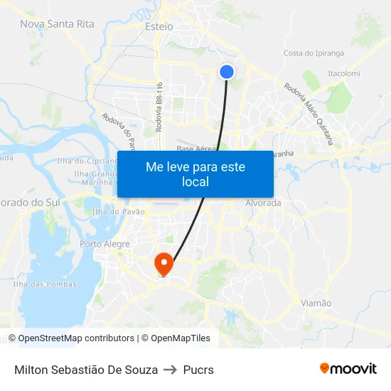 Milton Sebastião De Souza to Pucrs map