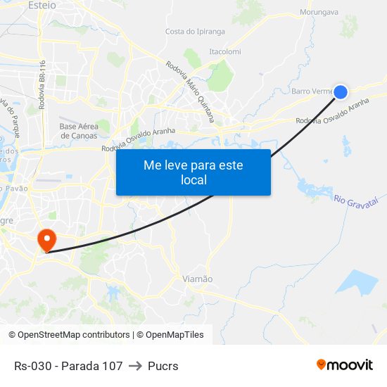 Rs-030 - Parada 107 to Pucrs map