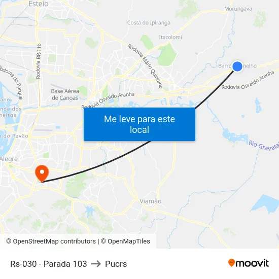 Rs-030 - Parada 103 to Pucrs map