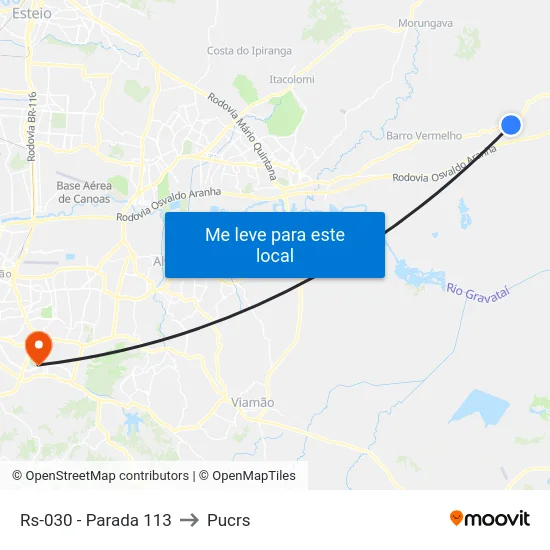 Rs-030 - Parada 113 to Pucrs map