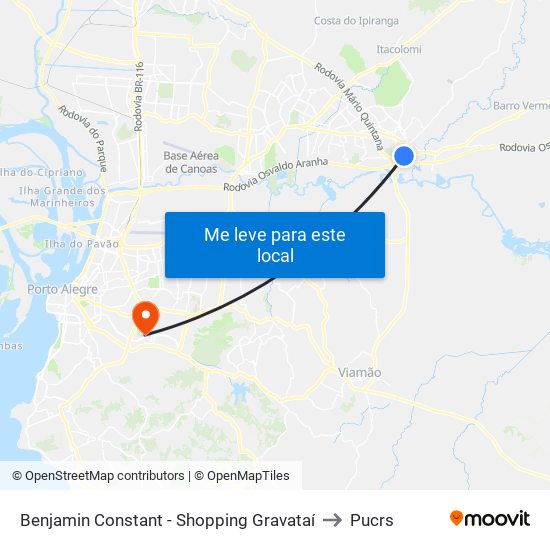 Benjamin Constant - Shopping Gravataí to Pucrs map
