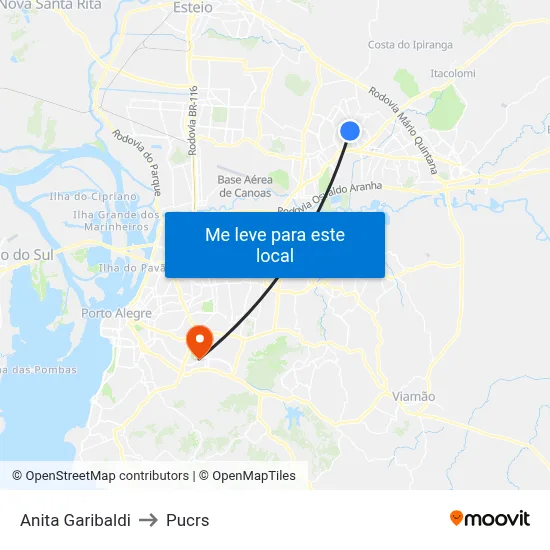Anita Garibaldi to Pucrs map