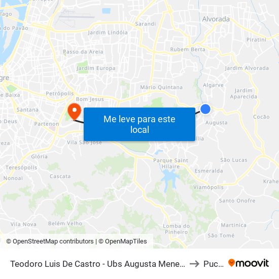 Teodoro Luis De Castro - Ubs Augusta Meneghini to Pucrs map