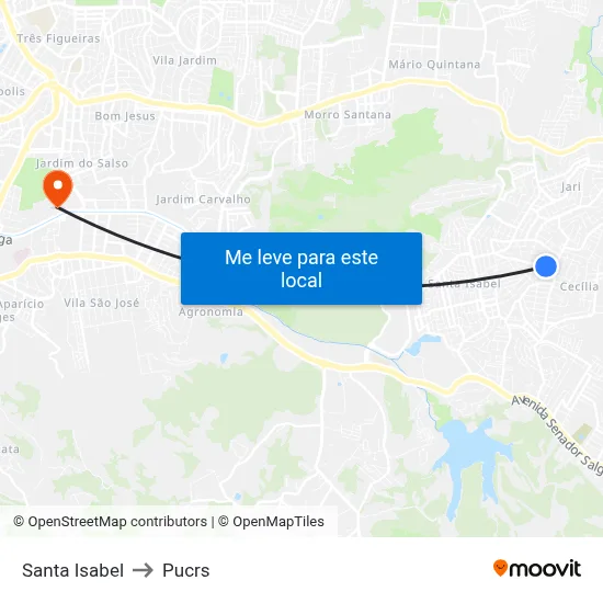 Santa Isabel to Pucrs map