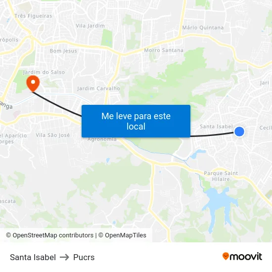 Santa Isabel to Pucrs map