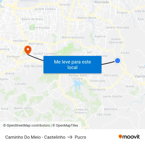 Caminho Do Meio - Castelinho to Pucrs map