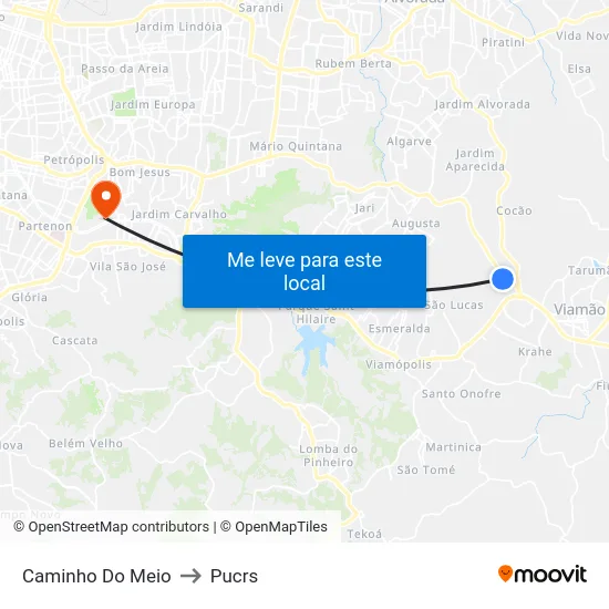 Caminho Do Meio to Pucrs map