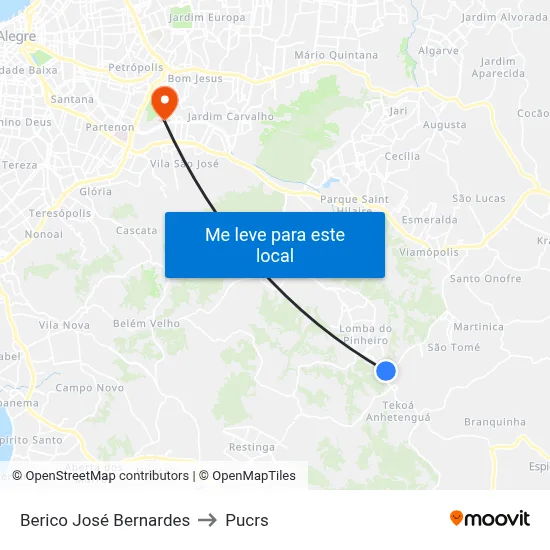 Berico José Bernardes to Pucrs map
