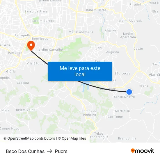 Beco Dos Cunhas to Pucrs map