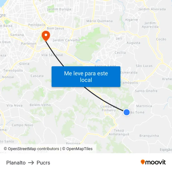 Planalto to Pucrs map