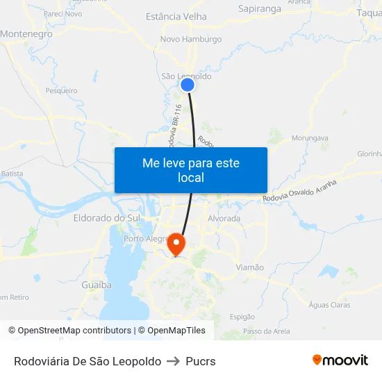 Rodoviária De São Leopoldo to Pucrs map