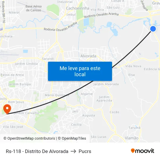 Rs-118 - Distrito De Alvorada to Pucrs map