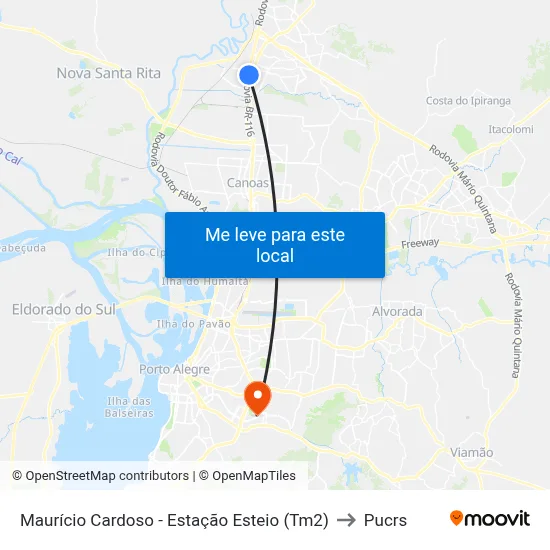 Maurício Cardoso - Estação Esteio (Tm2) to Pucrs map