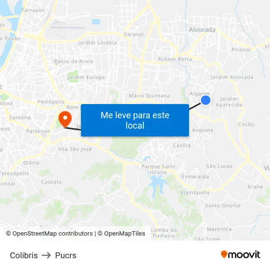 Colibris to Pucrs map