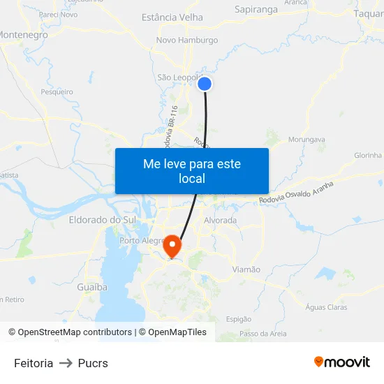 Feitoria to Pucrs map