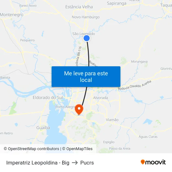 Imperatriz Leopoldina - Big to Pucrs map