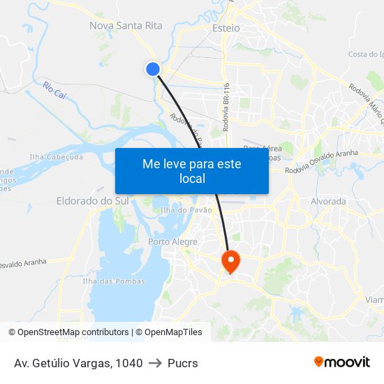 Av. Getúlio Vargas, 1040 to Pucrs map