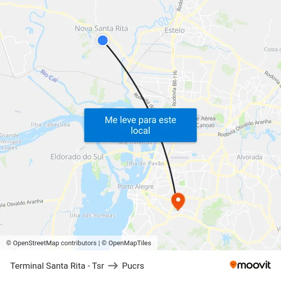 Terminal Santa Rita - Tsr to Pucrs map