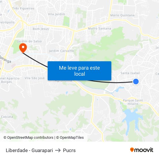 Liberdade - Guarapari to Pucrs map