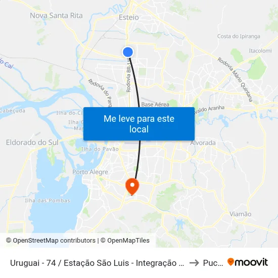 Uruguai - 74 / Estação São Luis - Integração Trem to Pucrs map
