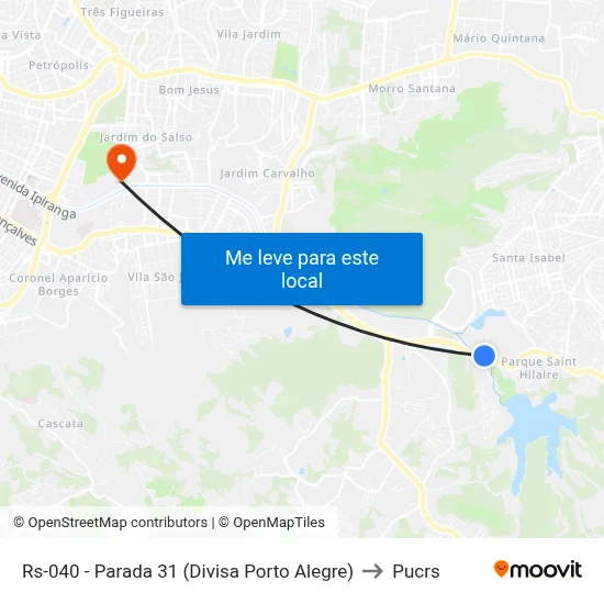 Rs-040 - Parada 31 (Divisa Porto Alegre) to Pucrs map