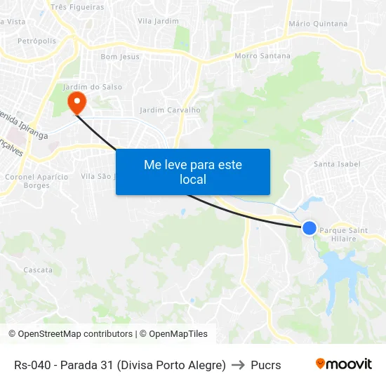 Rs-040 - Parada 31 (Divisa Porto Alegre) to Pucrs map